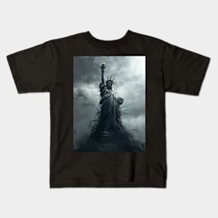 Statue of Liberty: America a Shambled Nation on a Dark Background Kids T-Shirt